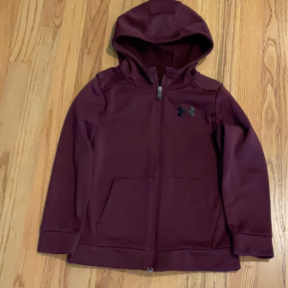 Under Armour Boy’s Cardinal/Black, Full-Zip Fleece Hoodie - Boys Size YSM - Picture 11 of 11